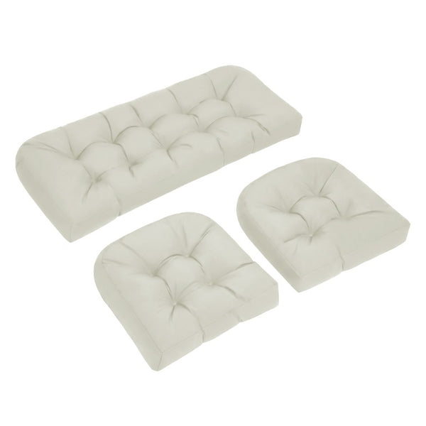 English Elm Wicker Chair Cushion Set of 3 Tufted Olefin Waterproof Extra Thick Patio Seating T6136P516314