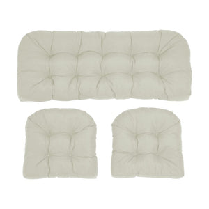 English Elm Wicker Chair Cushion Set of 3 Tufted Olefin Waterproof Extra Thick Patio Seating T6136P516314