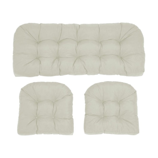 English Elm Wicker Chair Cushion Set of 3 Tufted Olefin Waterproof Extra Thick Patio Seating T6136P516314