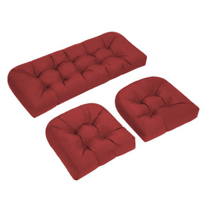 English Elm Wicker Chair Cushions Set of 3 Tufted Olefin Outdoor Patio Seating 4 Inch Thick Red T6136P517451