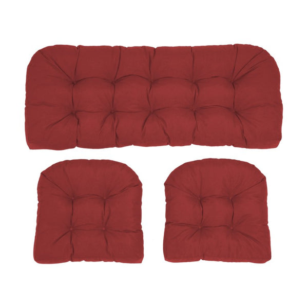 English Elm Wicker Chair Cushions Set of 3 Tufted Olefin Outdoor Patio Seating 4 Inch Thick Red T6136P517451