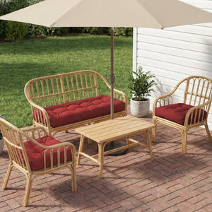 English Elm Wicker Chair Cushions Set of 3 Tufted Olefin Outdoor Patio Seating 4 Inch Thick Red T6136P517451