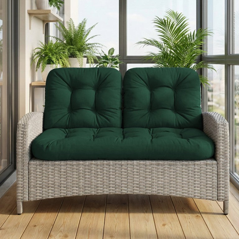 English Elm Wicker Chair Cushions Set of 3 Tufted Olefin Outdoor Patio Seating 4 Inch Thick Dark Green T6136P517475
