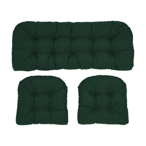 English Elm Wicker Chair Cushions Set of 3 Tufted Olefin Outdoor Patio Seating 4 Inch Thick Dark Green T6136P517475