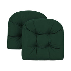 English Elm Wicker Chair Cushions Set of 3 Tufted Olefin Outdoor Patio Seating 4 Inch Thick Dark Green T6136P517475