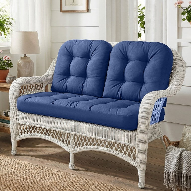 English Elm Wicker Chair Cushions Tufted Olefin Set of 3 Waterproof Extra Thick Patio Seating T6136P517502