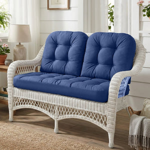 English Elm Wicker Chair Cushions Tufted Olefin Set of 3 Waterproof Extra Thick Patio Seating T6136P517502