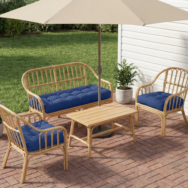 English Elm Wicker Chair Cushions Tufted Olefin Set of 3 Waterproof Extra Thick Patio Seating T6136P517502