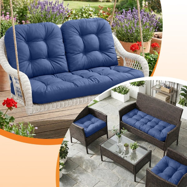 English Elm Wicker Chair Cushions Tufted Olefin Set of 3 Waterproof Extra Thick Patio Seating T6136P517502