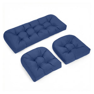 English Elm Wicker Chair Cushions Tufted Olefin Set of 3 Waterproof Extra Thick Patio Seating T6136P517502