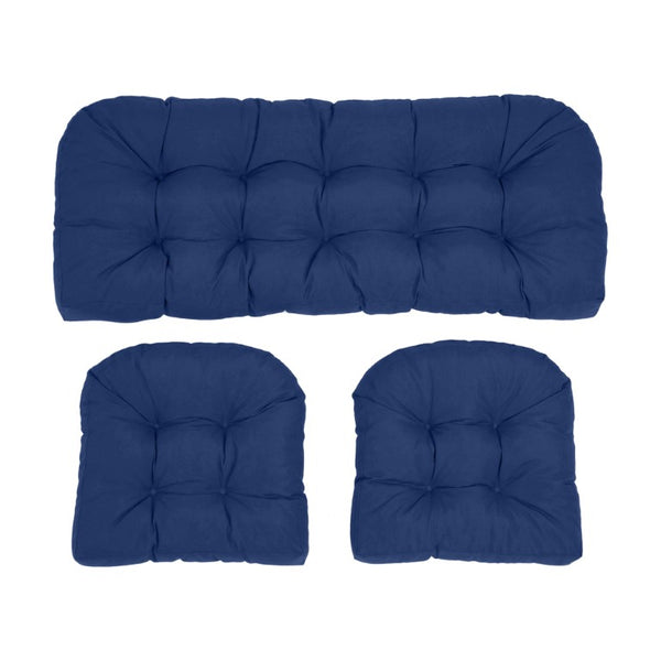 English Elm Wicker Chair Cushions Tufted Olefin Set of 3 Waterproof Extra Thick Patio Seating T6136P517502