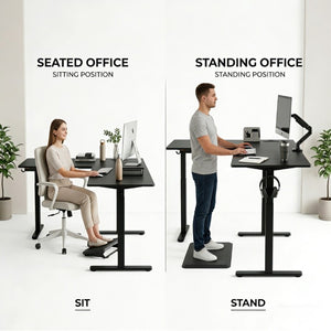 English Elm 63×55 L-Shaped Corner Standing Desk with Memory Presets and Embedded Power Outlet Black T6172P520298