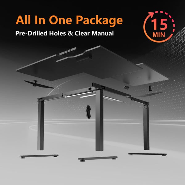 English Elm 63×55 L-Shaped Corner Standing Desk with Memory Presets and Embedded Power Outlet Black T6172P520298