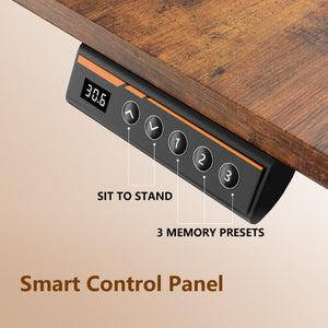 English Elm 63×55 L-Shaped Corner Standing Desk with Memory Presets and Embedded Power Outlet Brown T6172P520377