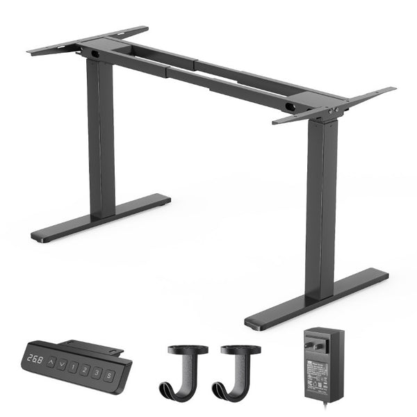 English Elm Black Dual Motor Electric Standing Desk Frame with Carbon Steel Legs and Memory Presets T6172P520473