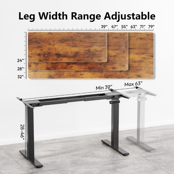 English Elm Black Dual Motor Electric Standing Desk Frame with Carbon Steel Legs and Memory Presets T6172P520473