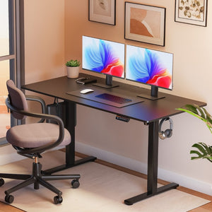 English Elm Black Dual Motor Electric Standing Desk Frame with Carbon Steel Legs and Memory Presets T6172P520473