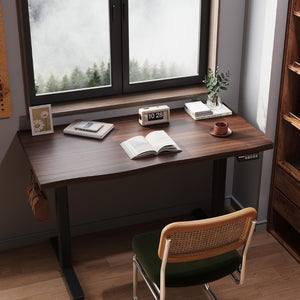 English Elm Black Dual Motor Electric Standing Desk Frame with Carbon Steel Legs and Memory Presets T6172P520473