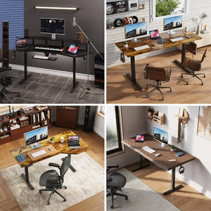 English Elm Black Dual Motor Electric Standing Desk Frame with Carbon Steel Legs and Memory Presets T6172P520473