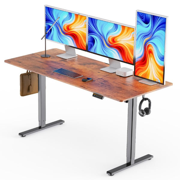 English Elm 63×28 63X28 Brown Motorized Standing Desk with Memory Presets and Child Lock for Home Office T6172P520527