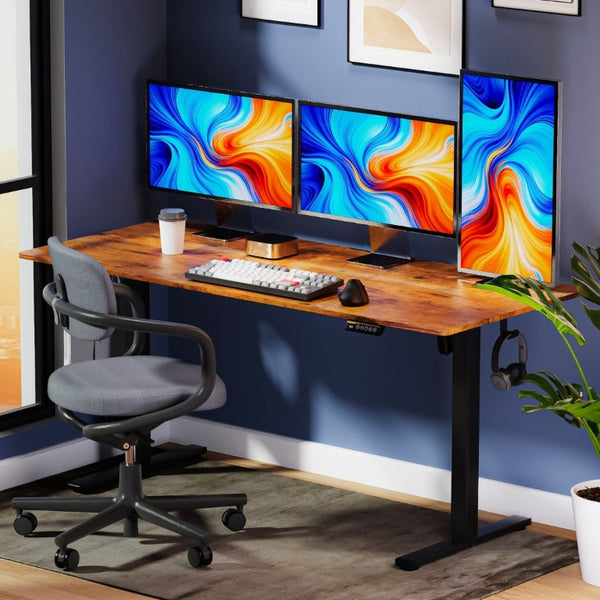 English Elm 63×28 63X28 Brown Motorized Standing Desk with Memory Presets and Child Lock for Home Office T6172P520527