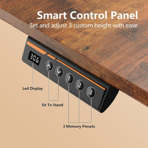 English Elm 63×28 63X28 Brown Motorized Standing Desk with Memory Presets and Child Lock for Home Office T6172P520527