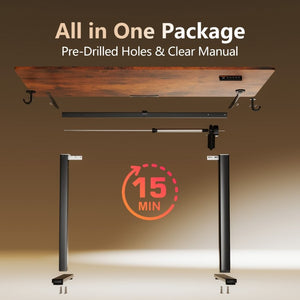 English Elm 63×28 63X28 Brown Motorized Standing Desk with Memory Presets and Child Lock for Home Office T6172P520527
