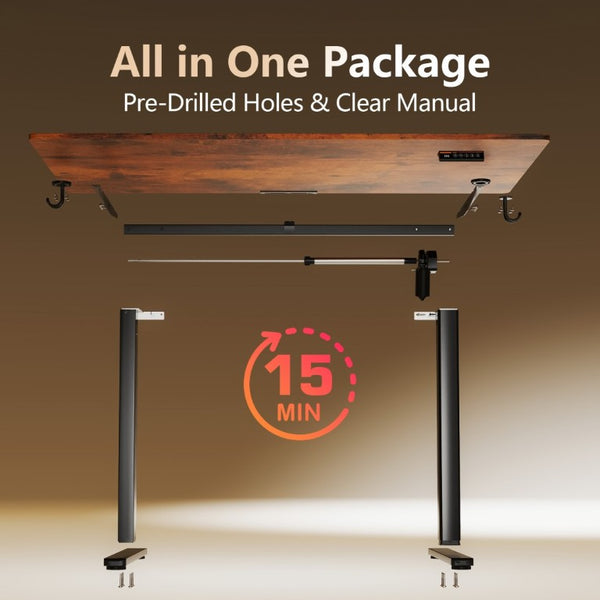 English Elm 63×28 63X28 Brown Motorized Standing Desk with Memory Presets and Child Lock for Home Office T6172P520527