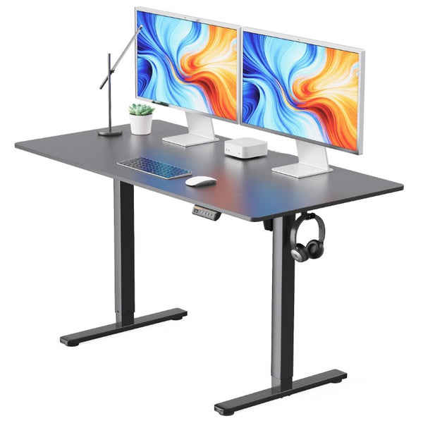 English Elm 55×28 Electric Sit Stand Desk with Memory Presets Carbon Steel Frame Home Office T6172P520548