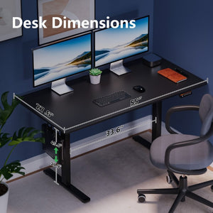 English Elm 55×28 Electric Sit Stand Desk with Memory Presets Carbon Steel Frame Home Office T6172P520548