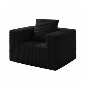 English Elm Small Corduroy Floor Chair Memory Foam Pocket Spring Accent Seat for Reading Nooks Black T6200P525940