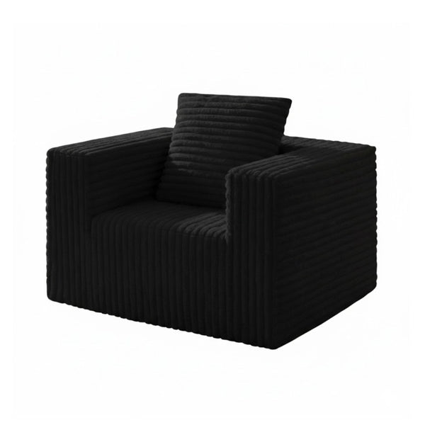 English Elm Small Corduroy Floor Chair Memory Foam Pocket Spring Accent Seat for Reading Nooks Black T6200P525940