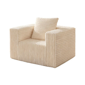 English Elm Small Corduroy Floor Chair Memory Foam Pocket Spring Accent Seat for Reading Nooks Beige T6200P525941