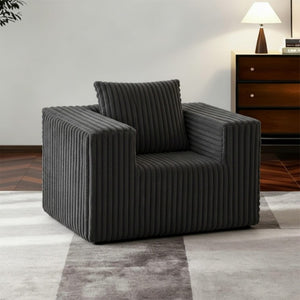 English Elm Small Corduroy Floor Chair Memory Foam Pocket Spring Accent Seat for Reading Nooks Dark Grey T6200P525942
