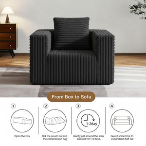 English Elm Small Corduroy Floor Chair Memory Foam Pocket Spring Accent Seat for Reading Nooks Dark Grey T6200P525942