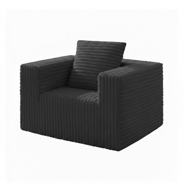 English Elm Small Corduroy Floor Chair Memory Foam Pocket Spring Accent Seat for Reading Nooks Dark Grey T6200P525942