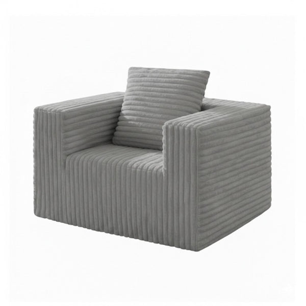 English Elm Small Corduroy Floor Chair Memory Foam Pocket Spring Accent Seat for Reading Nooks Light Grey T6200P525943