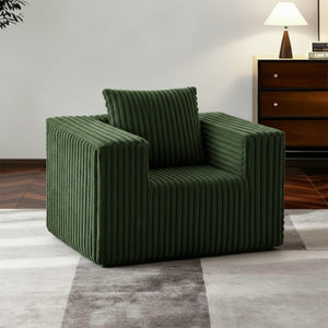 English Elm Small Corduroy Floor Chair Memory Foam Pocket Spring Accent Seat for Reading Nooks Green T6200P525944