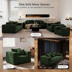 English Elm Small Corduroy Floor Chair Memory Foam Pocket Spring Accent Seat for Reading Nooks Green T6200P525944
