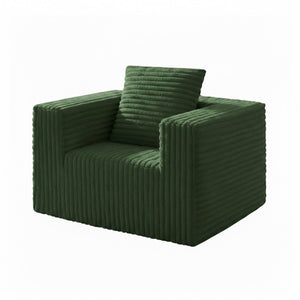 English Elm Small Corduroy Floor Chair Memory Foam Pocket Spring Accent Seat for Reading Nooks Green T6200P525944