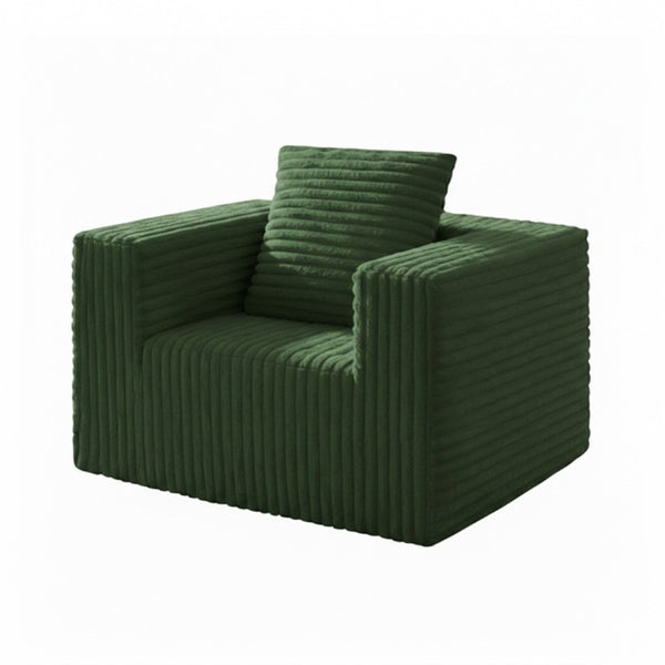 English Elm Small Corduroy Floor Chair Memory Foam Pocket Spring Accent Seat for Reading Nooks Green T6200P525944