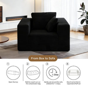 English Elm Boneless Corduroy Floor Chair with Memory Foam Support for Bedroom or Reading Nook Black T6200P525945
