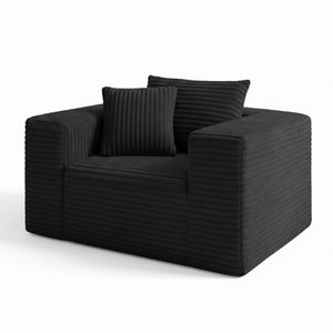 English Elm Boneless Corduroy Floor Chair with Memory Foam Support for Bedroom or Reading Nook Black T6200P525945