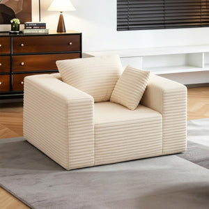 English Elm Boneless Corduroy Floor Chair with Memory Foam Support for Bedroom or Reading Nook Beige T6200P525946