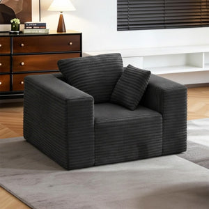 English Elm Boneless Corduroy Floor Chair with Memory Foam Support for Bedroom or Reading Nook Dark Grey T6200P525947