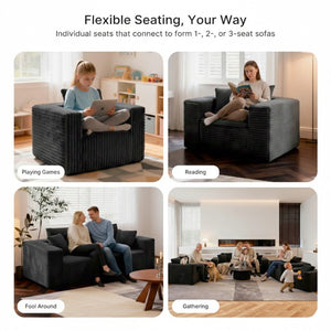 English Elm Boneless Corduroy Floor Chair with Memory Foam Support for Bedroom or Reading Nook Dark Grey T6200P525947