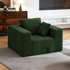 English Elm Boneless Corduroy Floor Chair with Memory Foam Support for Bedroom or Reading Nook Green T6200P525948