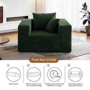 English Elm Boneless Corduroy Floor Chair with Memory Foam Support for Bedroom or Reading Nook Green T6200P525948
