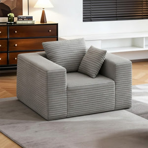 English Elm Boneless Corduroy Floor Chair with Memory Foam Support for Bedroom or Reading Nook Light Grey T6200P525949