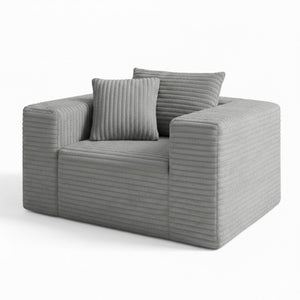 English Elm Boneless Corduroy Floor Chair with Memory Foam Support for Bedroom or Reading Nook Light Grey T6200P525949